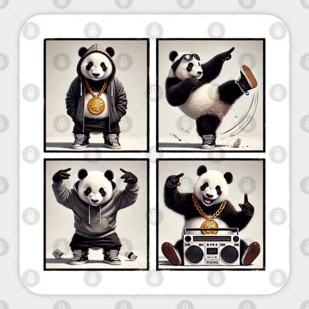 Hip-Hop Panda Photo Poses Photo Collage Sticker by UrbanLifeApparel
